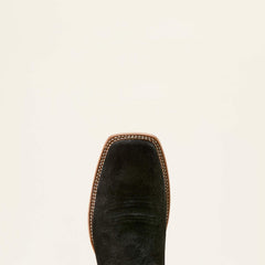 Circuit Gritty Wide Square Toe Cowboy Boot Men - BLACK ROUGHOUT/SHREDDED WHITE