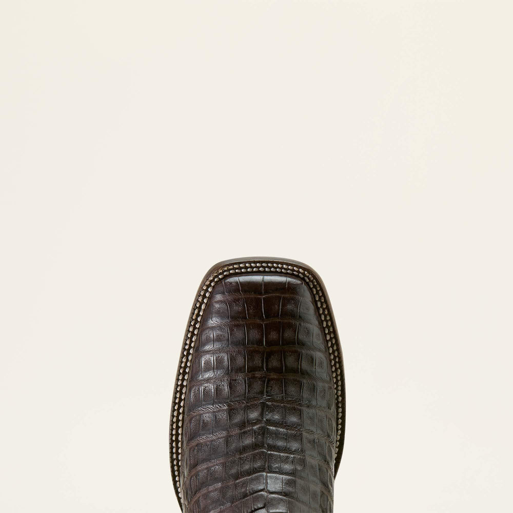 Classic Callen Wide Square Toe Western Boot Men - CHOCOLATE CAIMAN BELLY/CHESTNUT BROWN