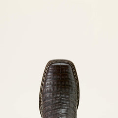 Classic Callen Wide Square Toe Western Boot Men - CHOCOLATE CAIMAN BELLY/CHESTNUT BROWN