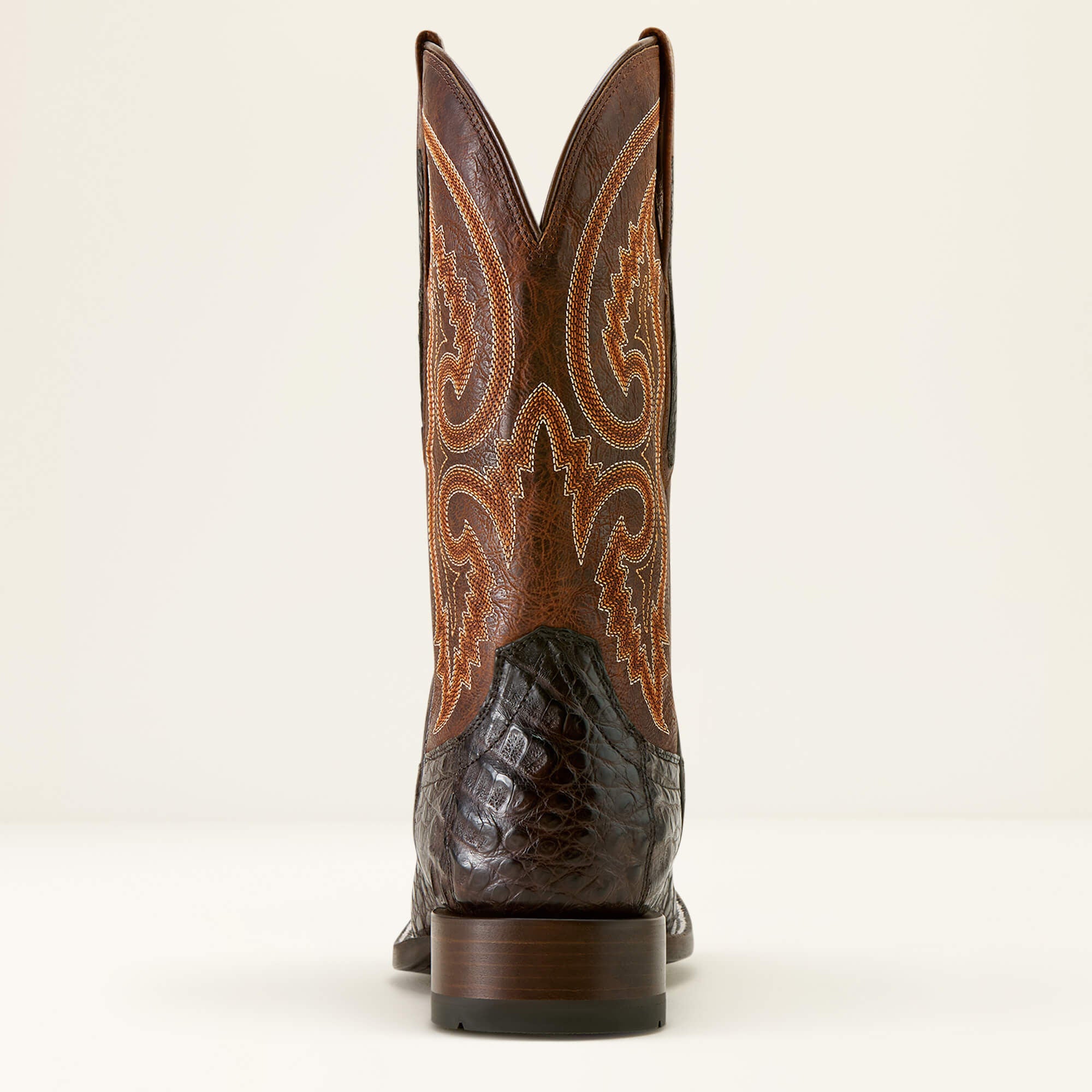 Classic Callen Wide Square Toe Western Boot Men - CHOCOLATE CAIMAN BELLY/CHESTNUT BROWN