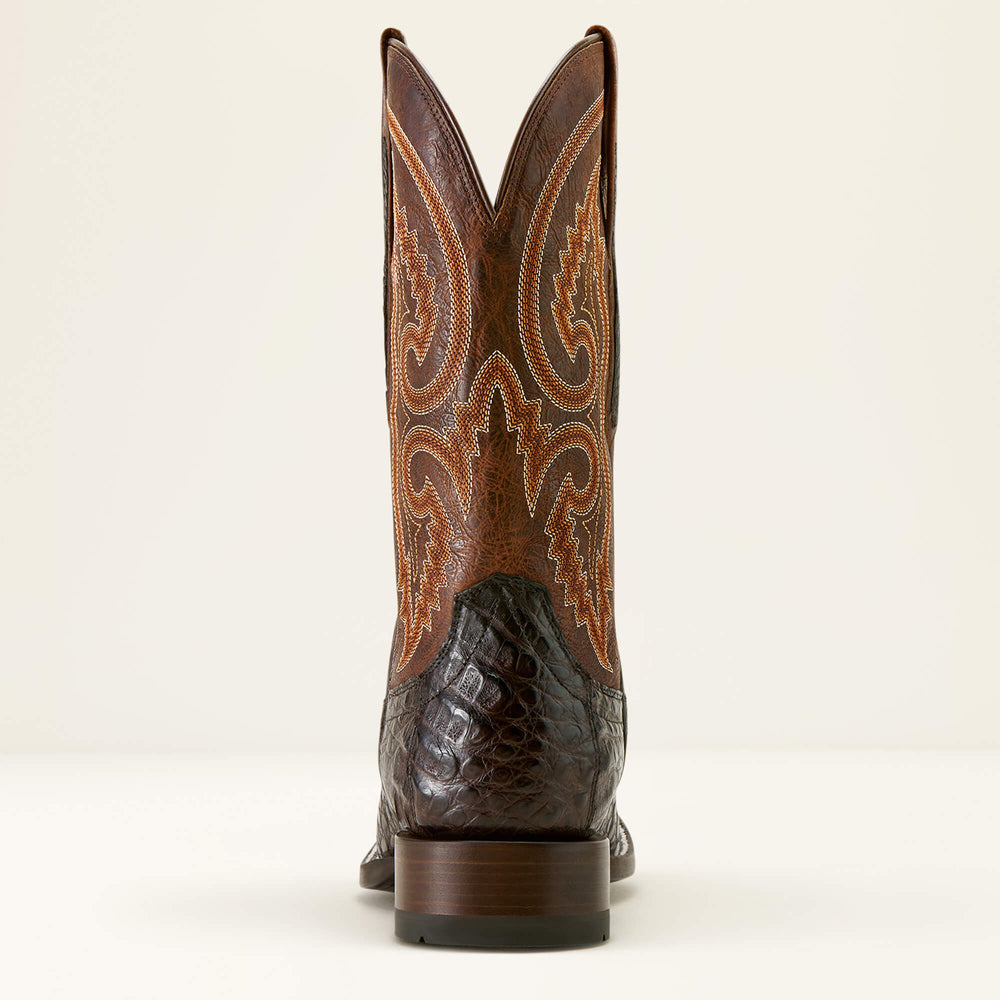 Classic Callen Wide Square Toe Western Boot Men - CHOCOLATE CAIMAN BELLY/CHESTNUT BROWN
