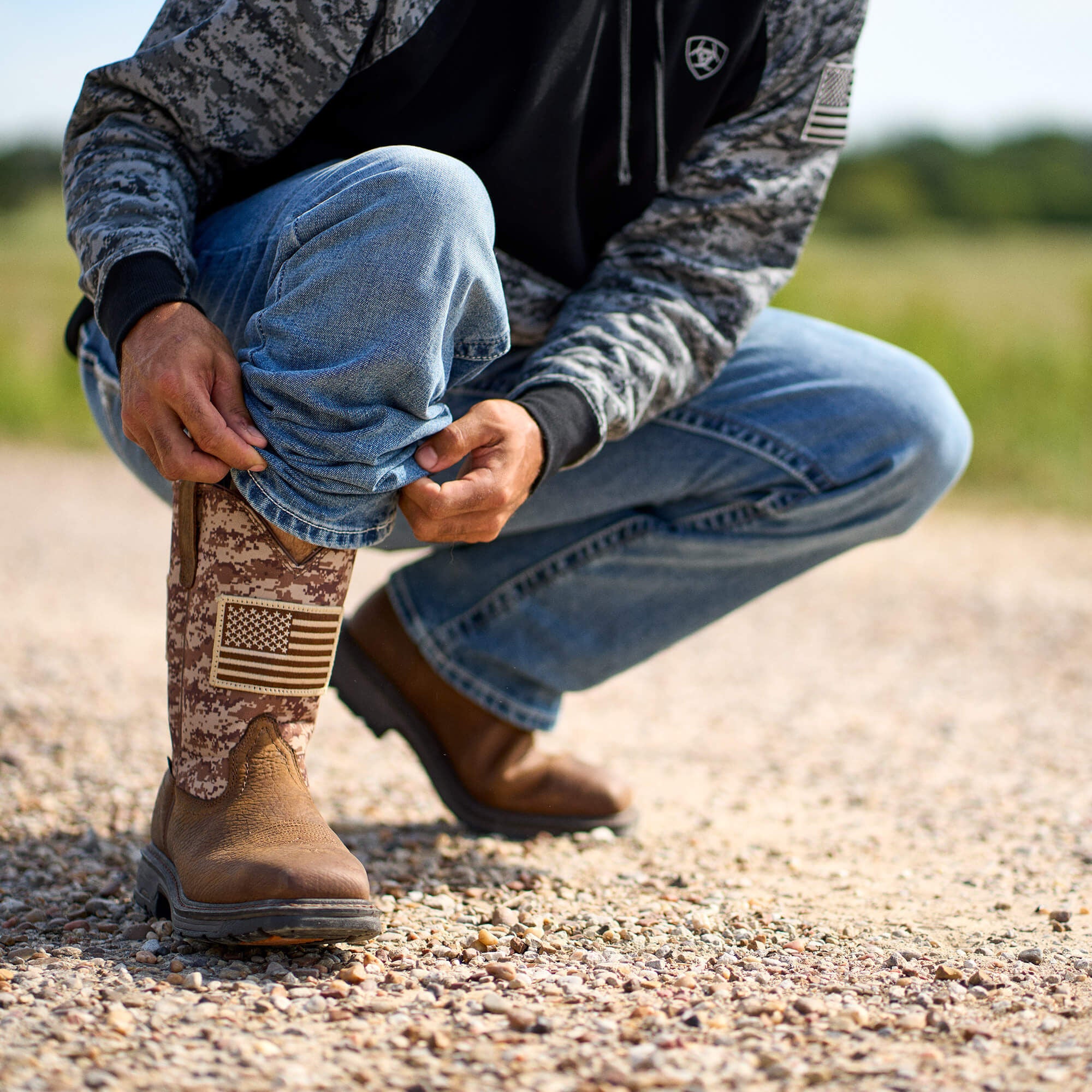 WorkHog Patriot Steel Toe Work Boot Men - EARTH/ SAND CAMO