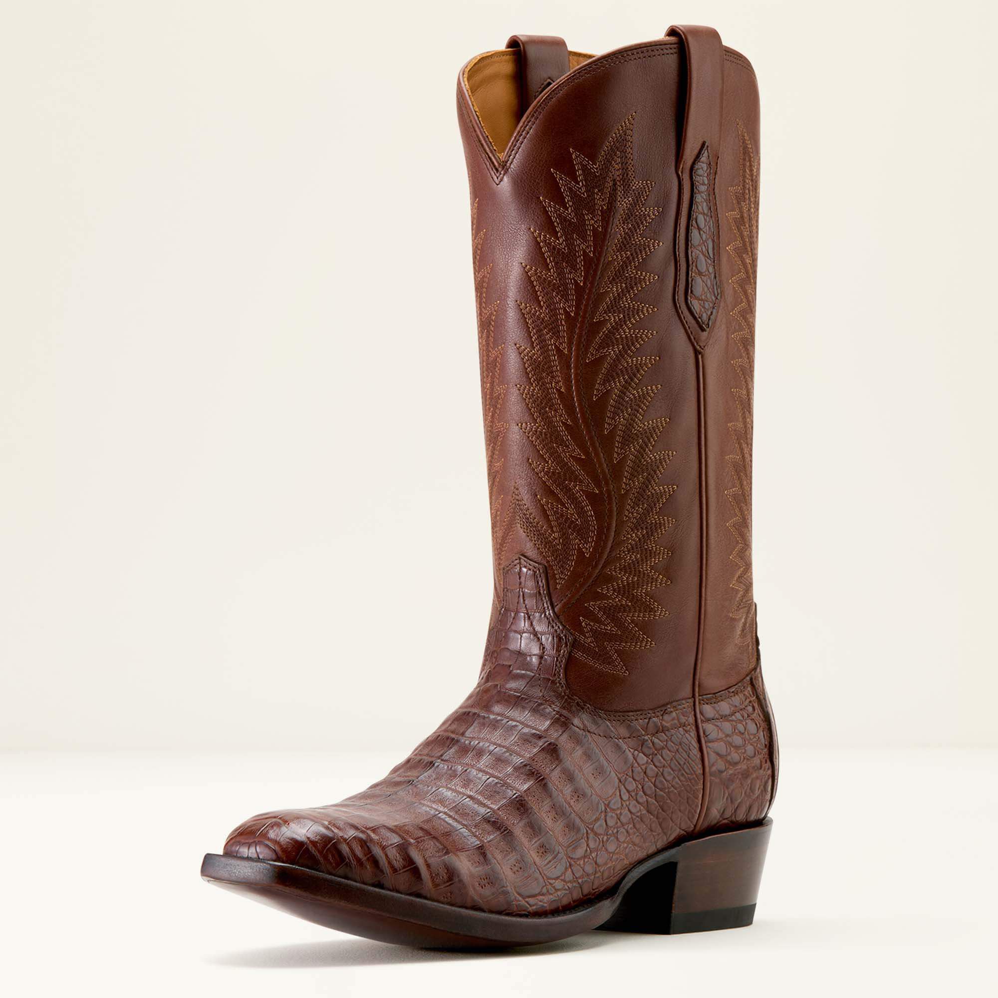 Bench Made Ketchum French Toe Western Boot Men - WHISKEY CAIMAN BELLY/STRAIGHT WHISKEY