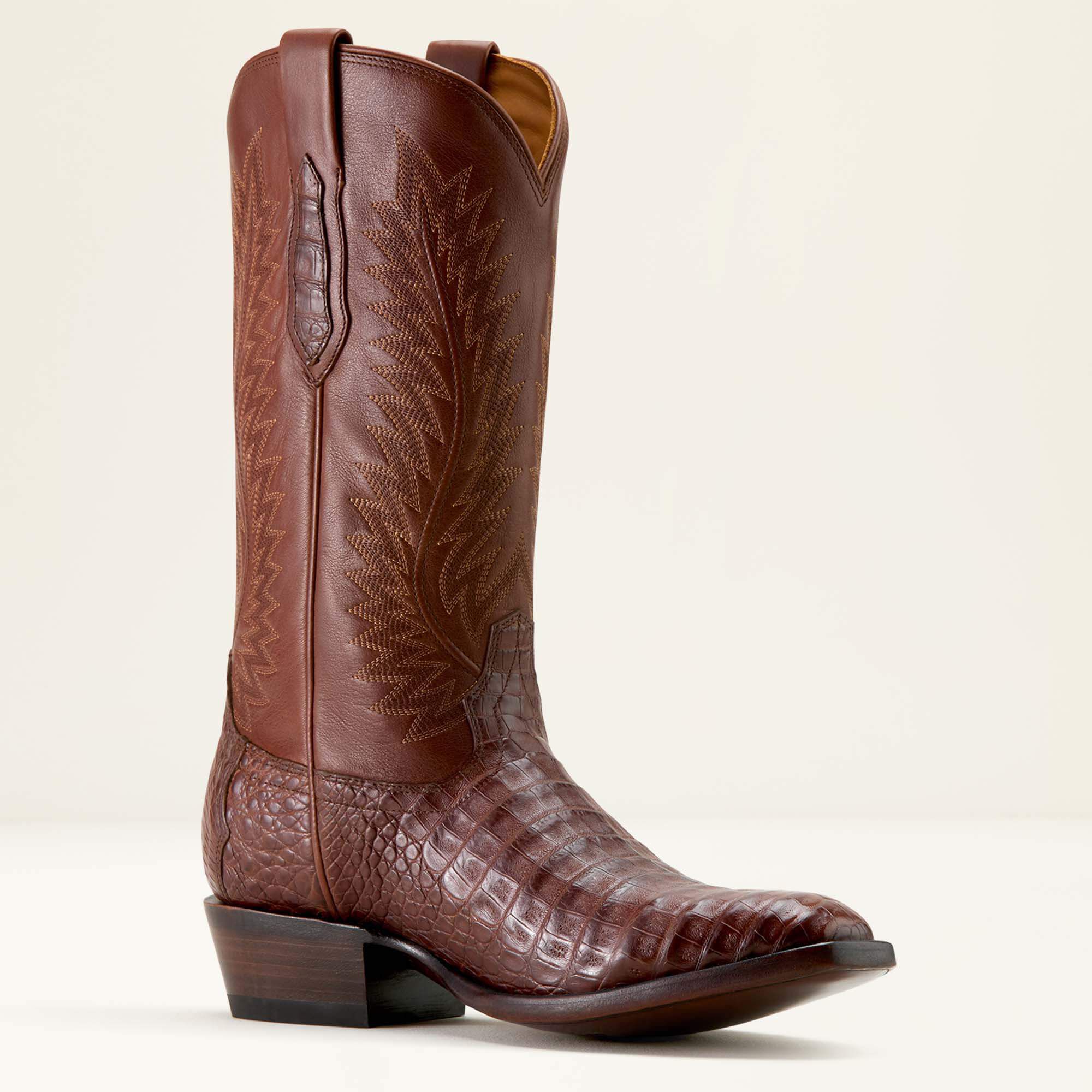 Bench Made Ketchum French Toe Western Boot Men - WHISKEY CAIMAN BELLY/STRAIGHT WHISKEY