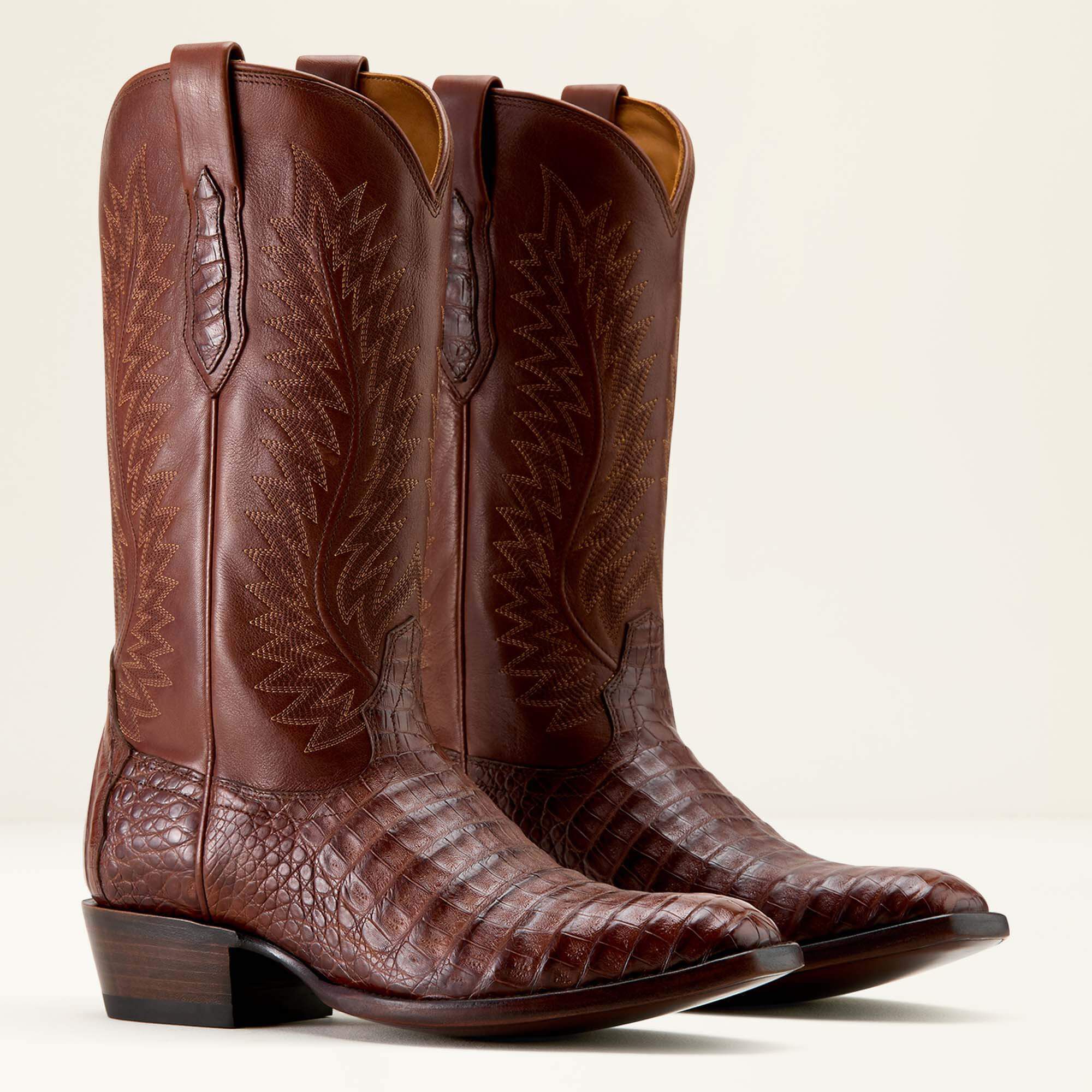Bench Made Ketchum French Toe Western Boot Men - WHISKEY CAIMAN BELLY/STRAIGHT WHISKEY