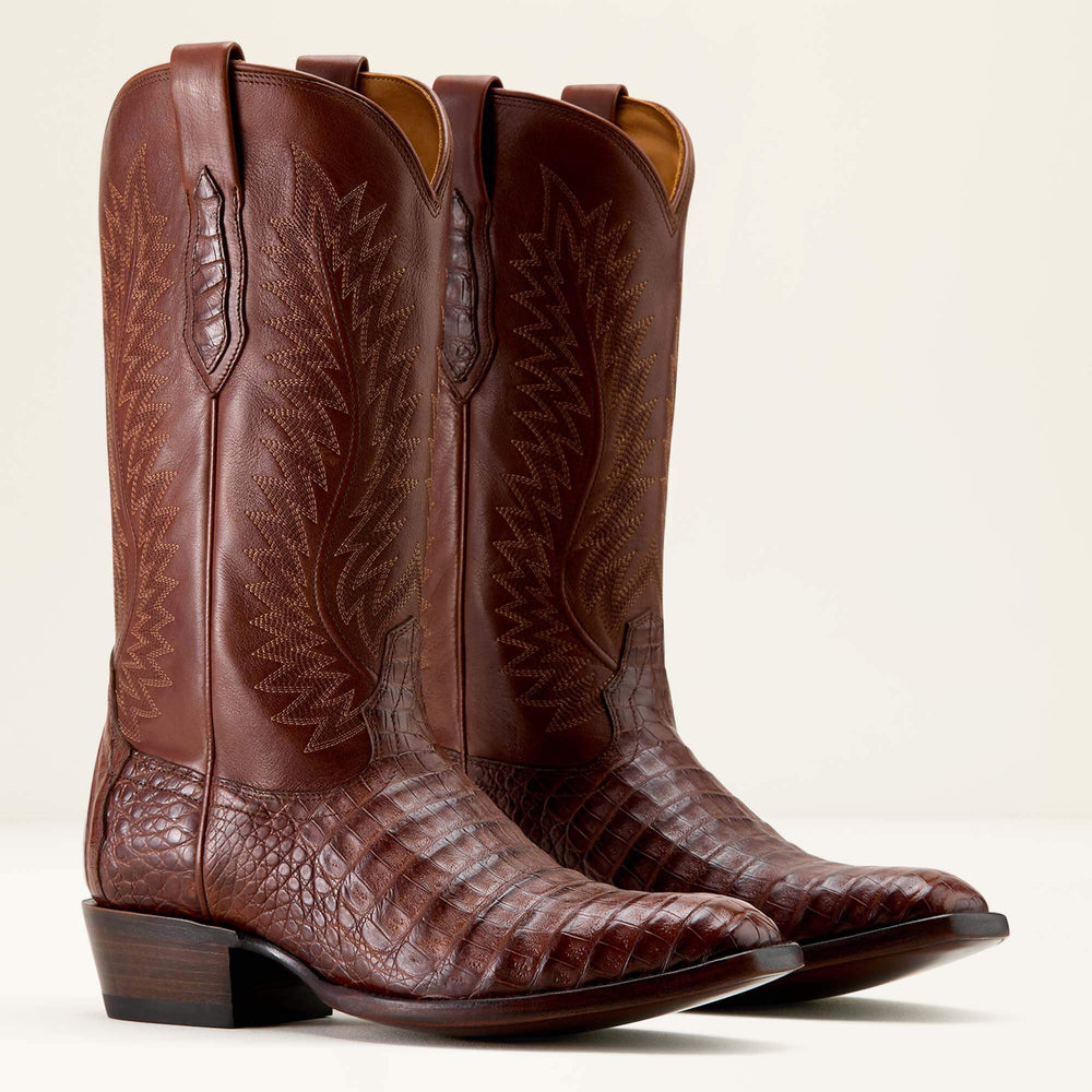 Bench Made Ketchum French Toe Western Boot Men - WHISKEY CAIMAN BELLY/STRAIGHT WHISKEY