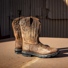 Sierra Shock Shield Patriot Work Boot Men - DISTRESSED BROWN