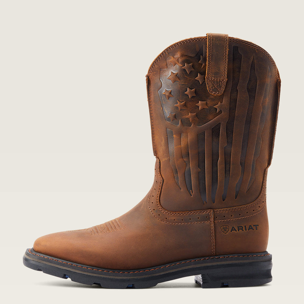 Sierra Shock Shield Patriot Work Boot Men - DISTRESSED BROWN