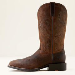 Sport Rustler Wide Square Toe Cowboy Boot Men - TOFFEE HIPPO PRINT/RICH OAK