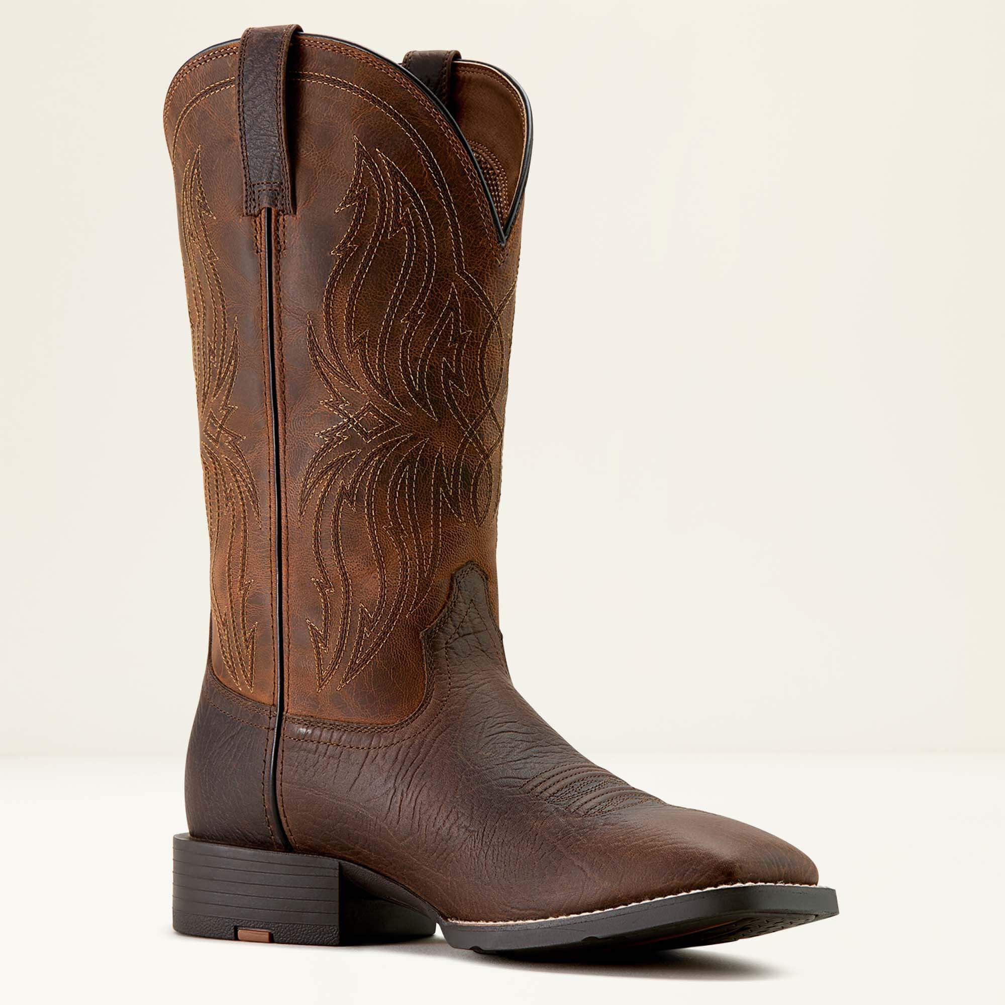 Sport Rustler Wide Square Toe Cowboy Boot Men - TOFFEE HIPPO PRINT/RICH OAK