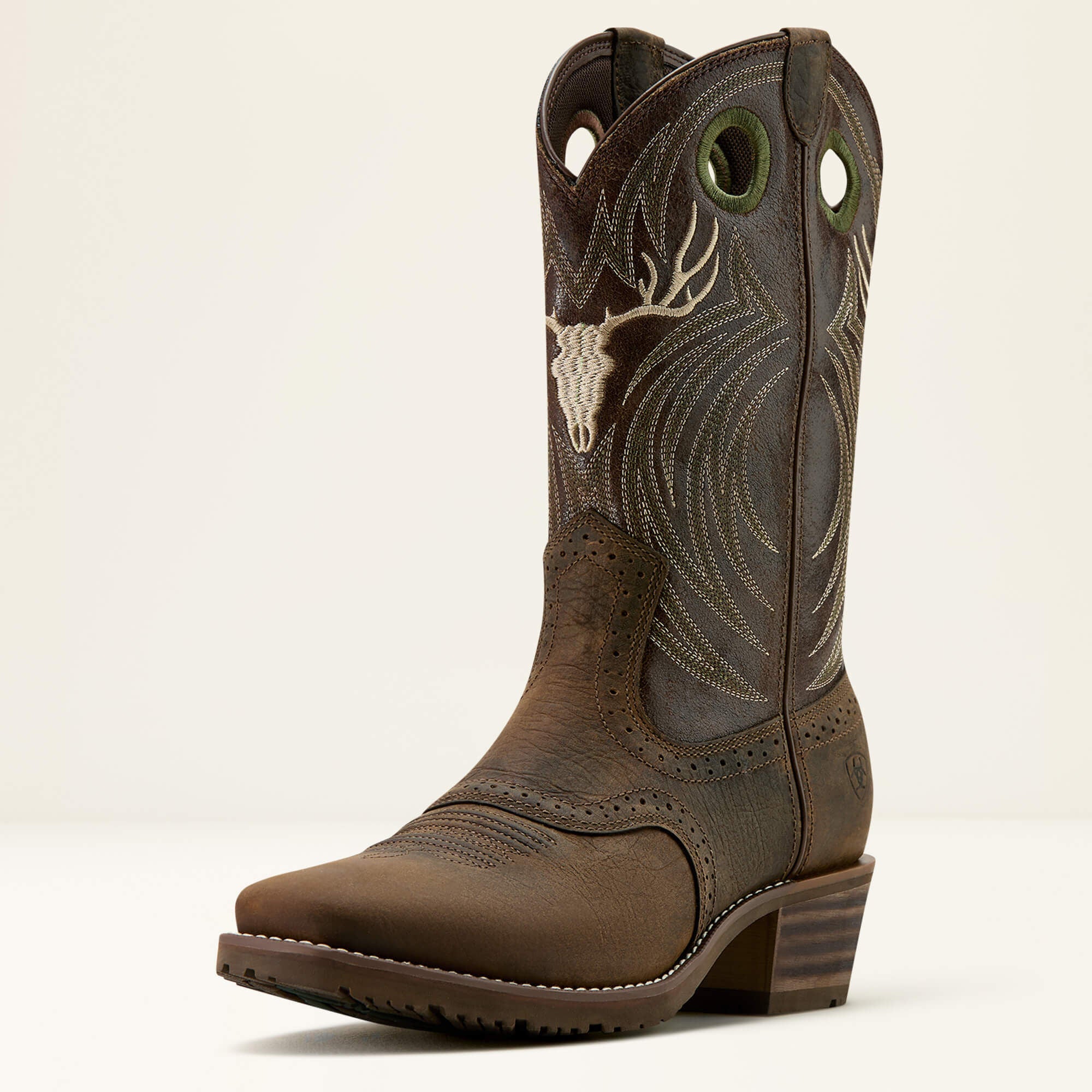 Hybrid Roughstock Antler Cowboy Boot Men - WILD TAUPE/ESPRESSO