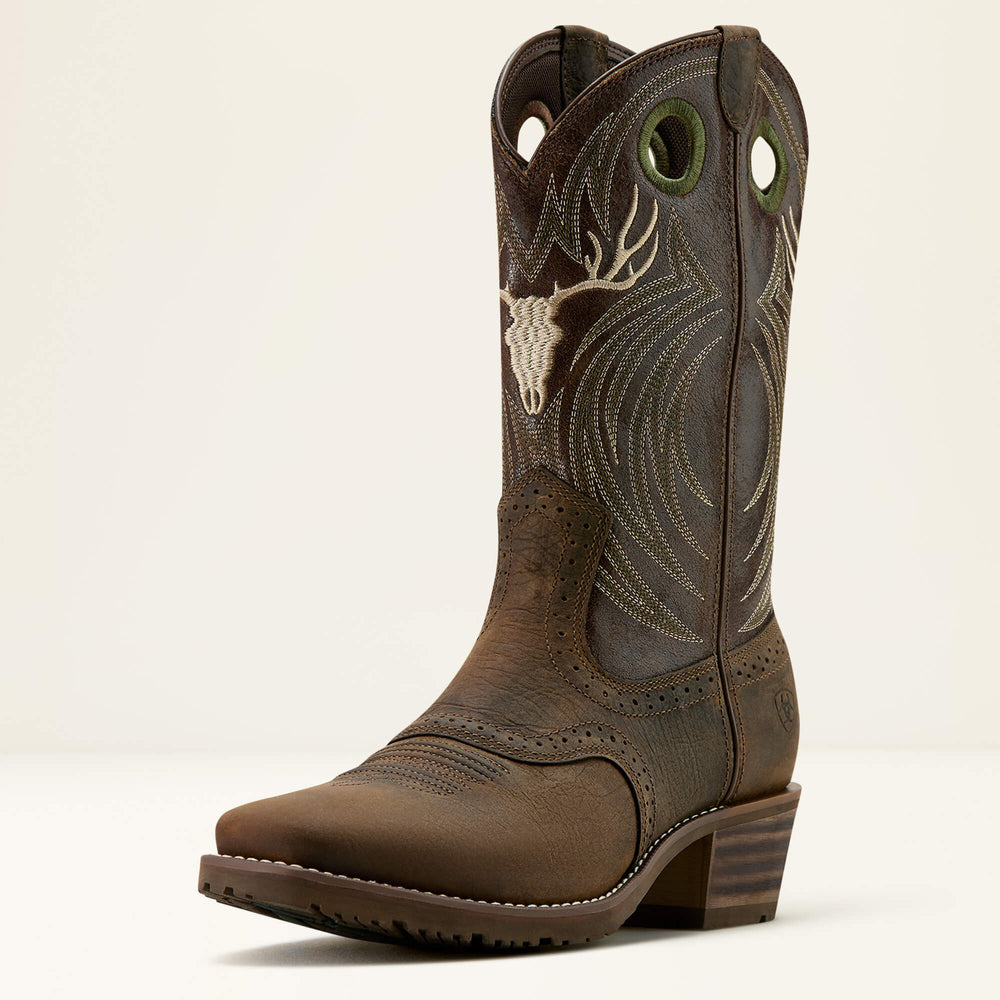 Hybrid Roughstock Antler Cowboy Boot Men - WILD TAUPE/ESPRESSO
