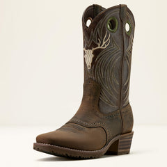 Hybrid Roughstock Antler Cowboy Boot Men - WILD TAUPE/ESPRESSO