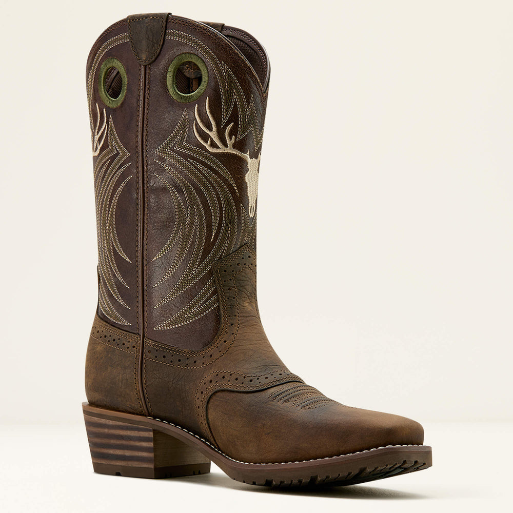 Hybrid Roughstock Antler Cowboy Boot Men - WILD TAUPE/ESPRESSO