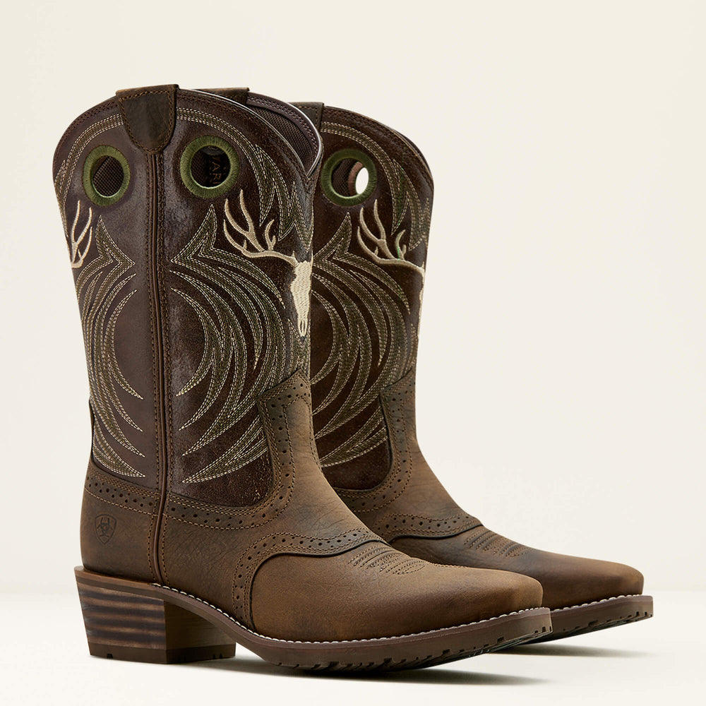Hybrid Roughstock Antler Cowboy Boot Men - WILD TAUPE/ESPRESSO