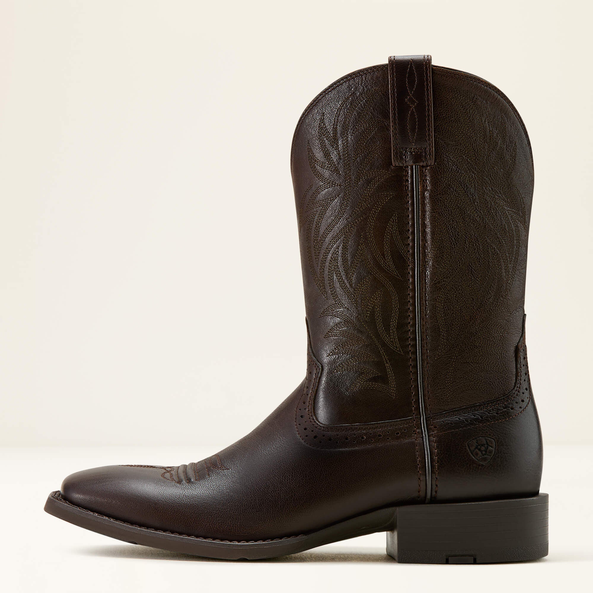 Sport Western Wide Square Toe Cowboy Boot Men - BURNISHED CHOCOLATE