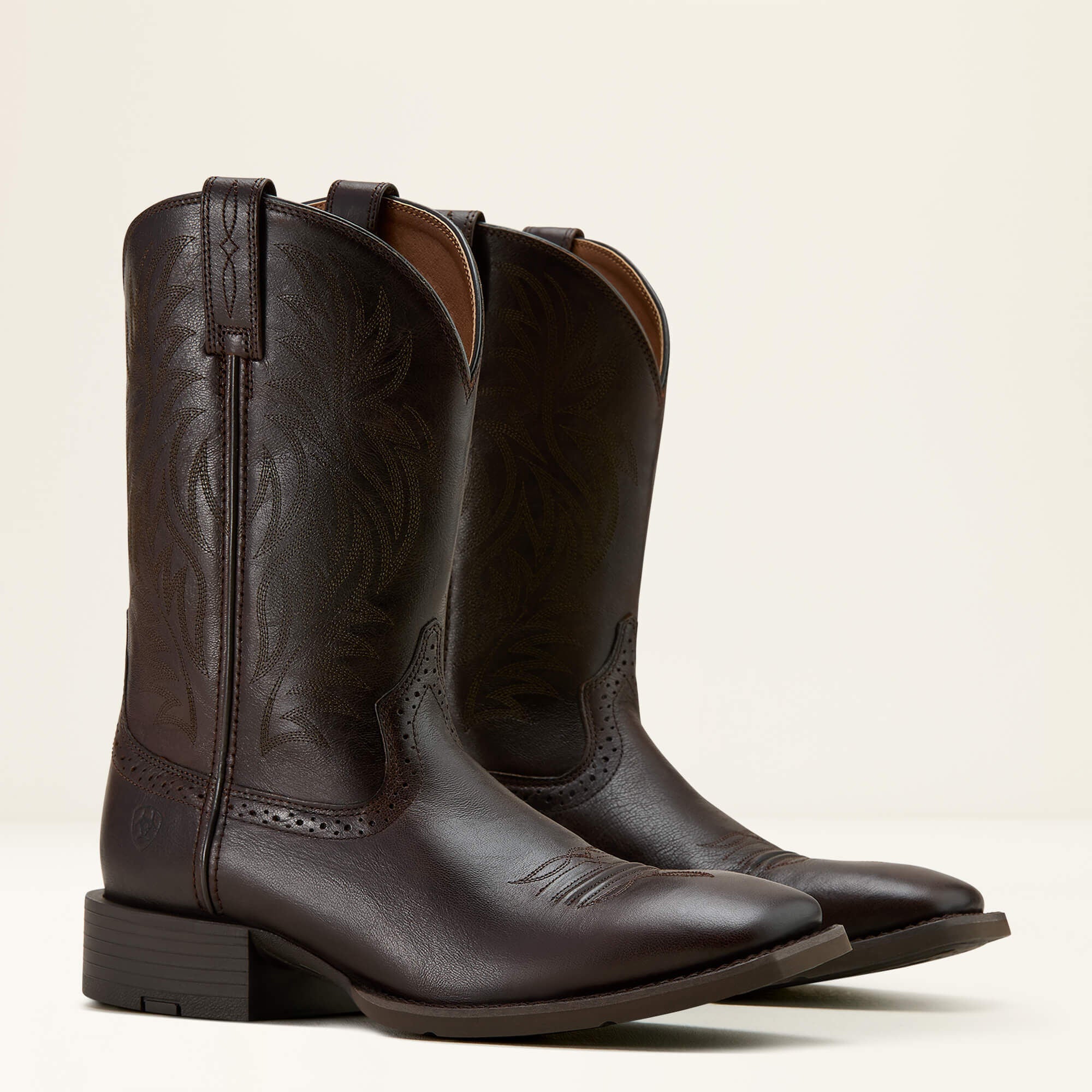 Sport Western Wide Square Toe Cowboy Boot Men - BURNISHED CHOCOLATE