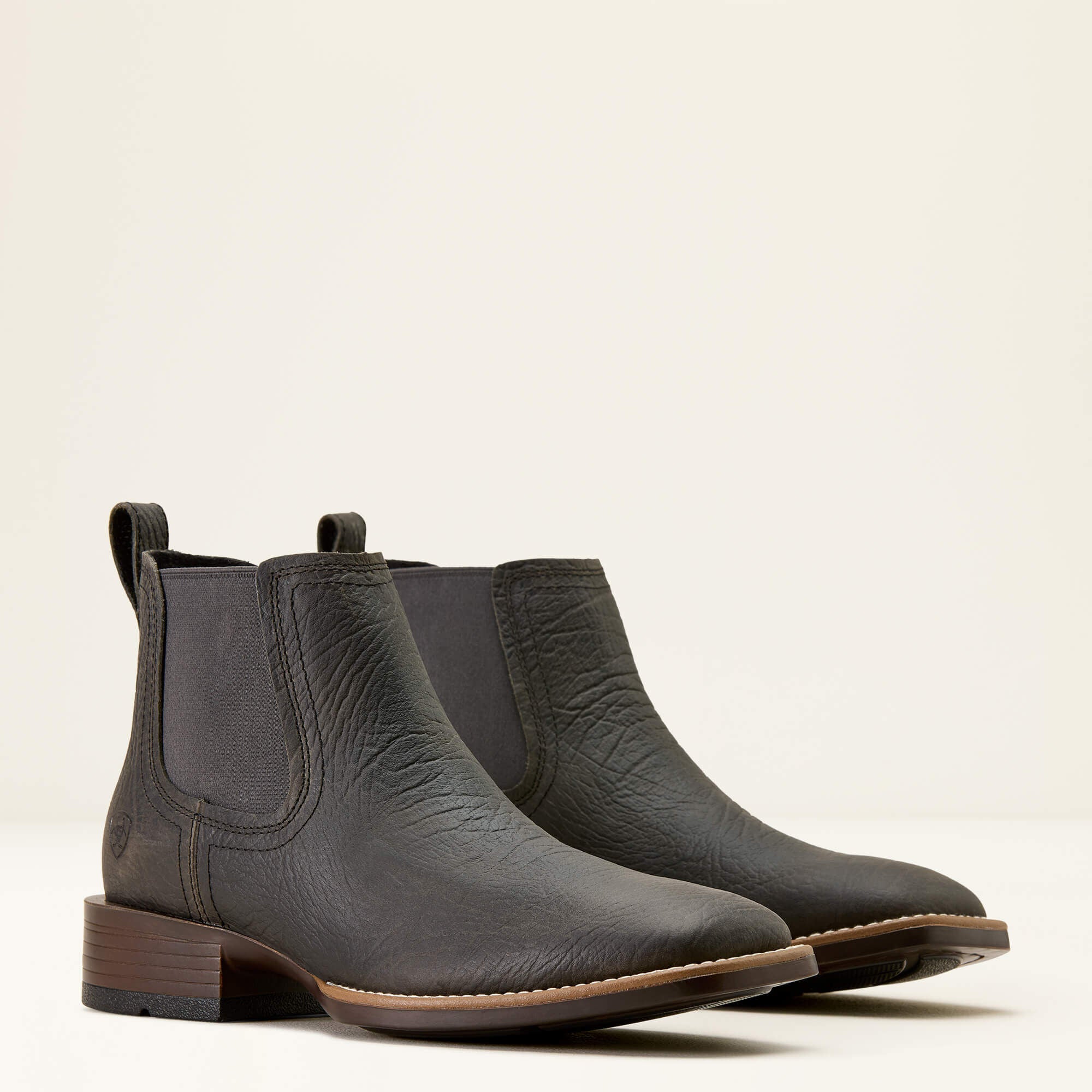 Booker Chelsea Wide Square Toe Western Boot Men - CHARCOAL GREY HIPPO PRINT
