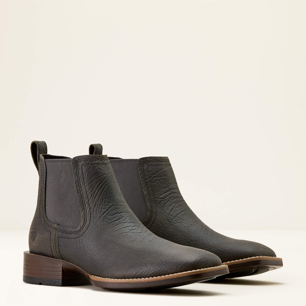 Booker Chelsea Wide Square Toe Western Boot Men - CHARCOAL GREY HIPPO PRINT