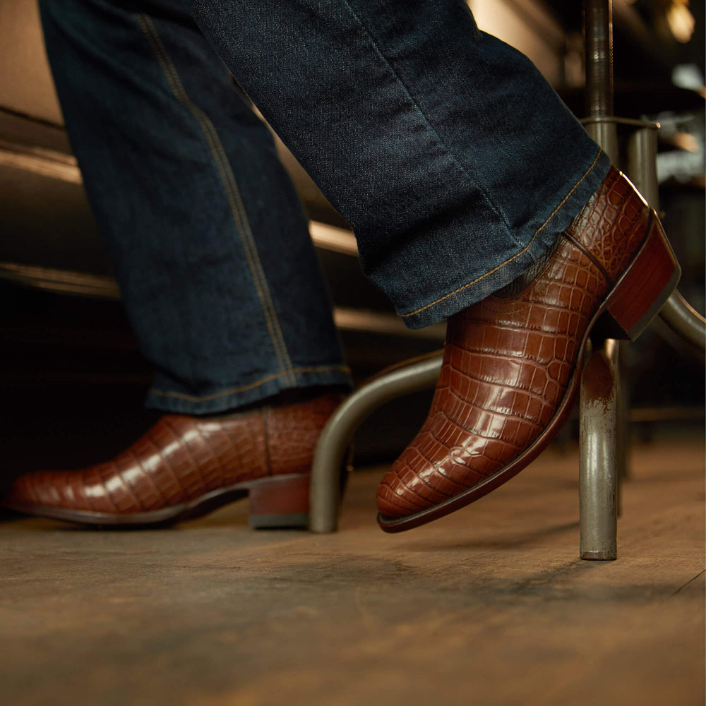Bench Made James Western Boot Men - WHISKEY NILE CROC/RUSTIC TOBACCO