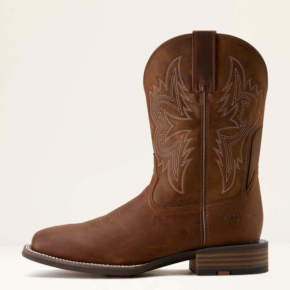 Western Big Rig Wide Square Toe Cowboy Boot Men - DISTRESSED BROWN