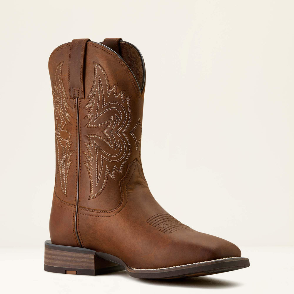 Western Big Rig Wide Square Toe Cowboy Boot Men - DISTRESSED BROWN