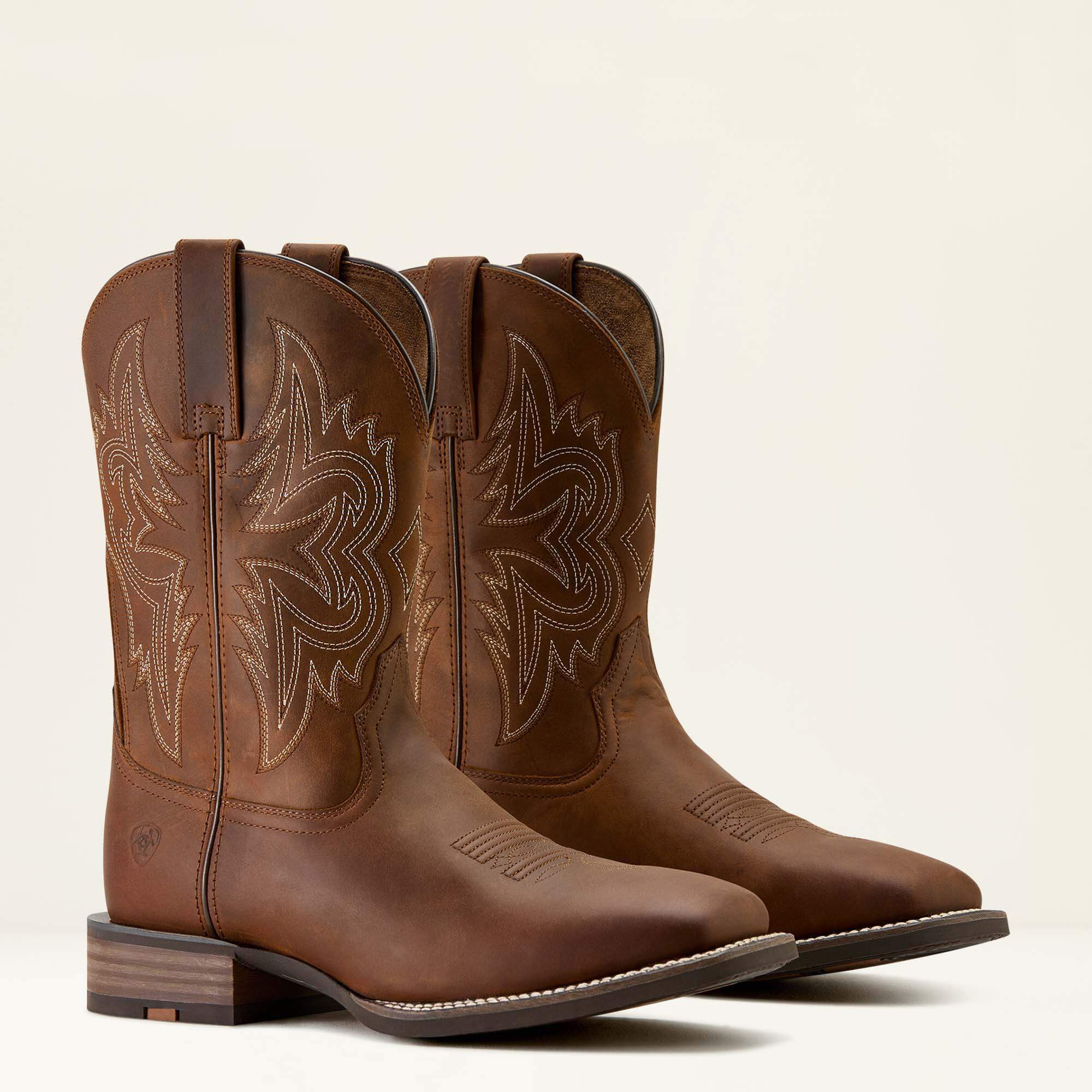 Western Big Rig Wide Square Toe Cowboy Boot Men - DISTRESSED BROWN