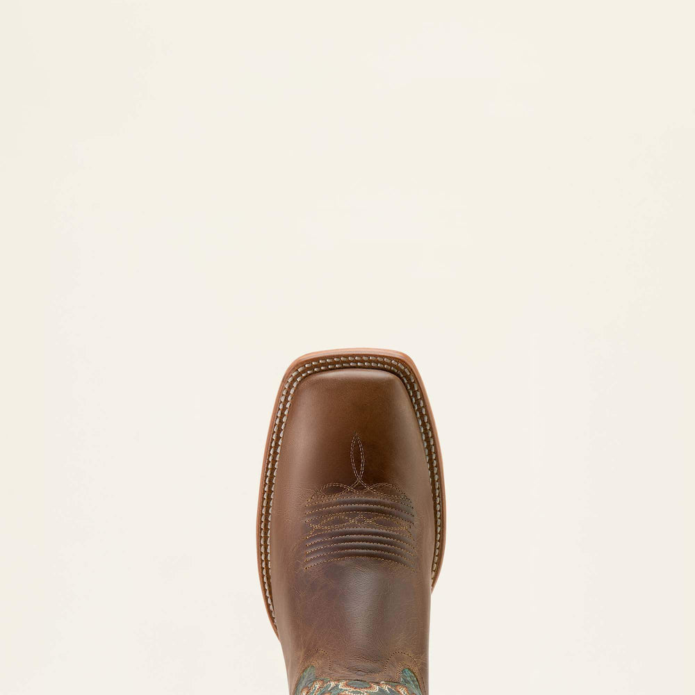 Wiley Wide Square Toe Cowboy Boot Men - TOTALLY TAN/ROARING TURQUOISE