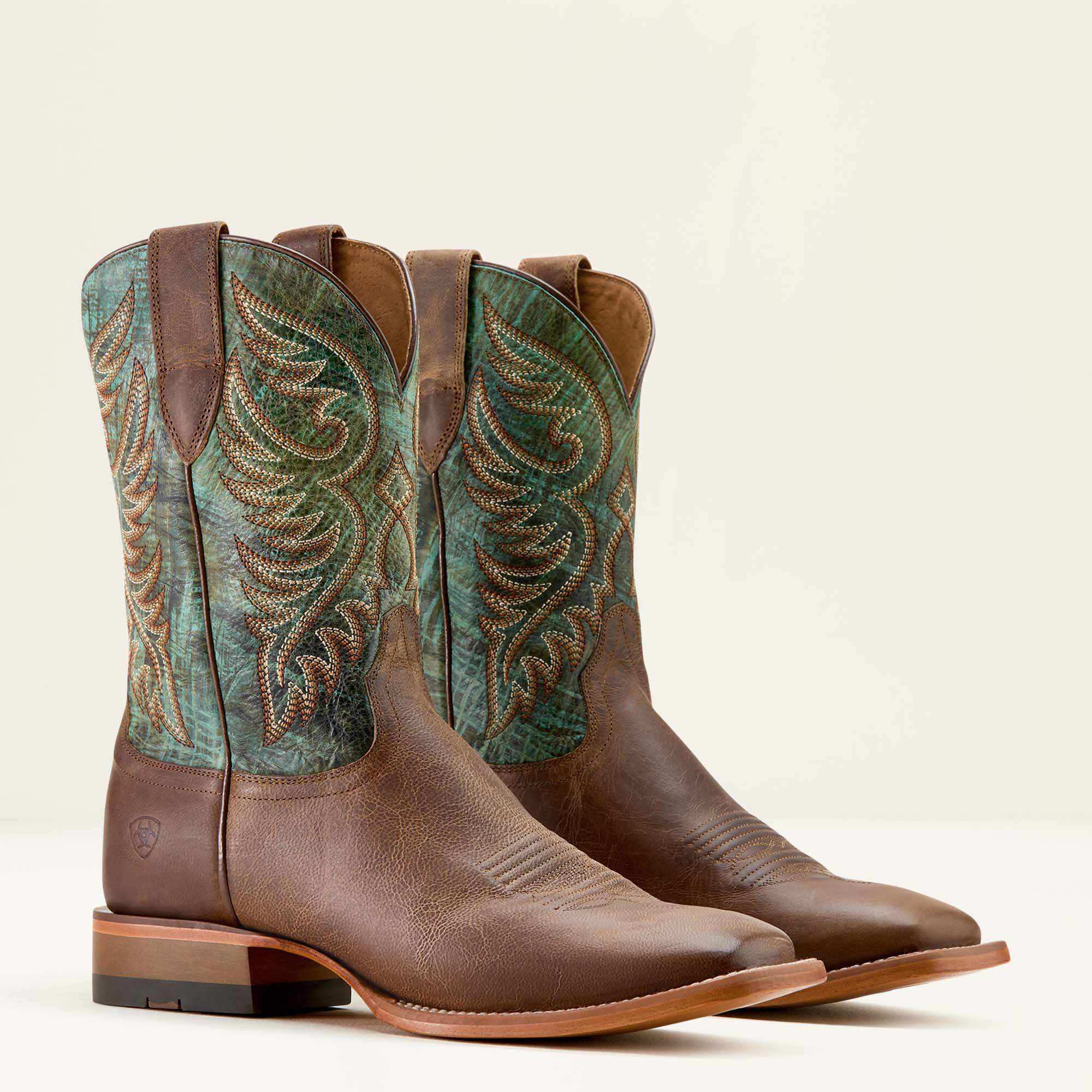 Wiley Wide Square Toe Cowboy Boot Men - TOTALLY TAN/ROARING TURQUOISE