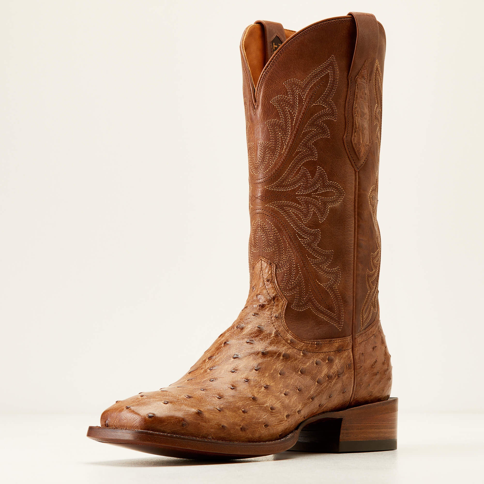 Bench Made Bassett Western Boot Men - BUCKSKIN FULL QUILL OSTRICH