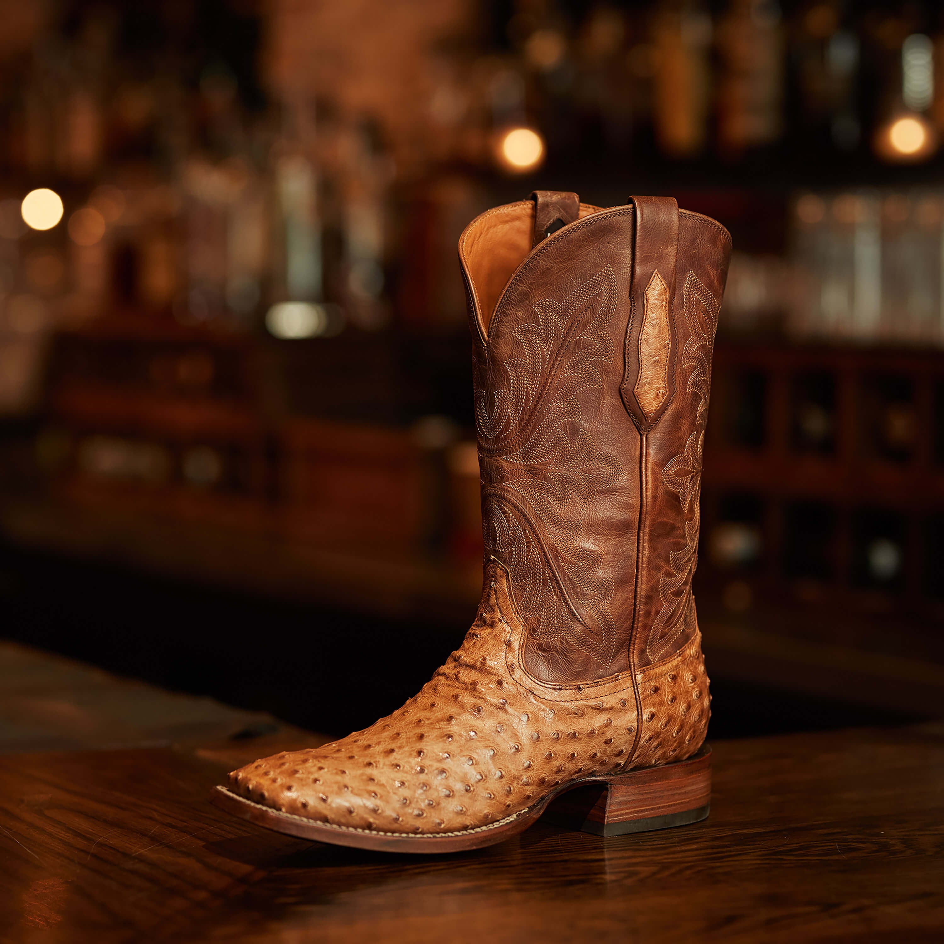 Bench Made Bassett Western Boot Men - BUCKSKIN FULL QUILL OSTRICH