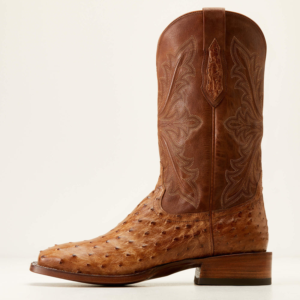 Bench Made Bassett Western Boot Men - BUCKSKIN FULL QUILL OSTRICH
