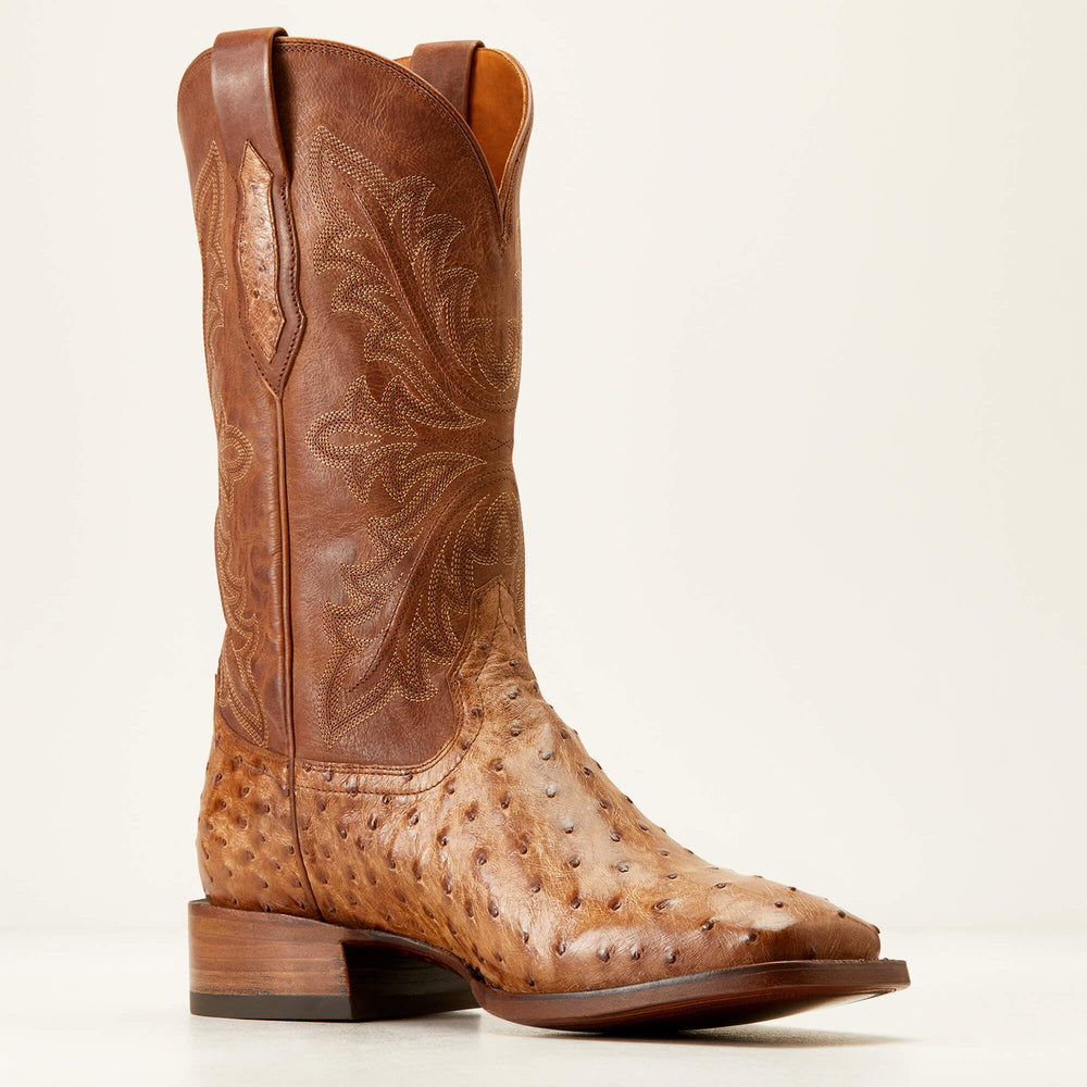 Bench Made Bassett Western Boot Men - BUCKSKIN FULL QUILL OSTRICH