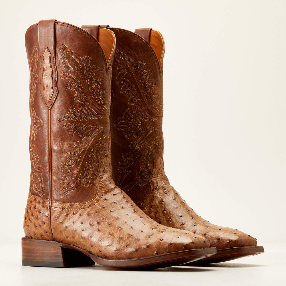 Bench Made Bassett Western Boot Men - BUCKSKIN FULL QUILL OSTRICH