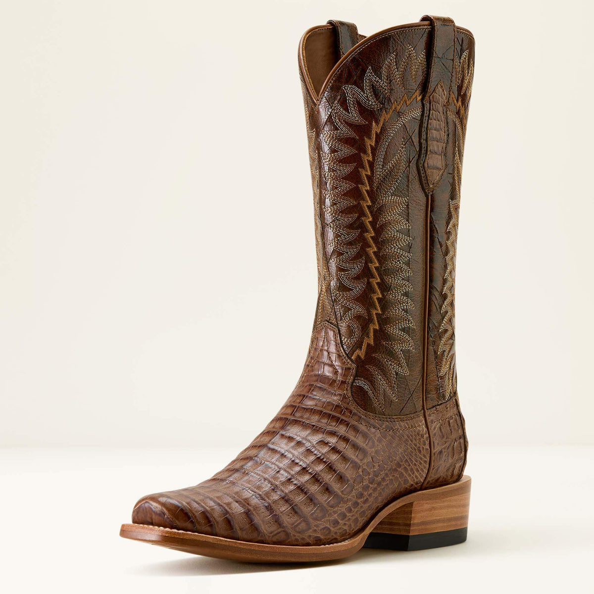 Futurity Finalist Narrow Cutter Toe Cowboy Boot Men - NATURAL CAIMAN BELLY/ADOBE CLAY