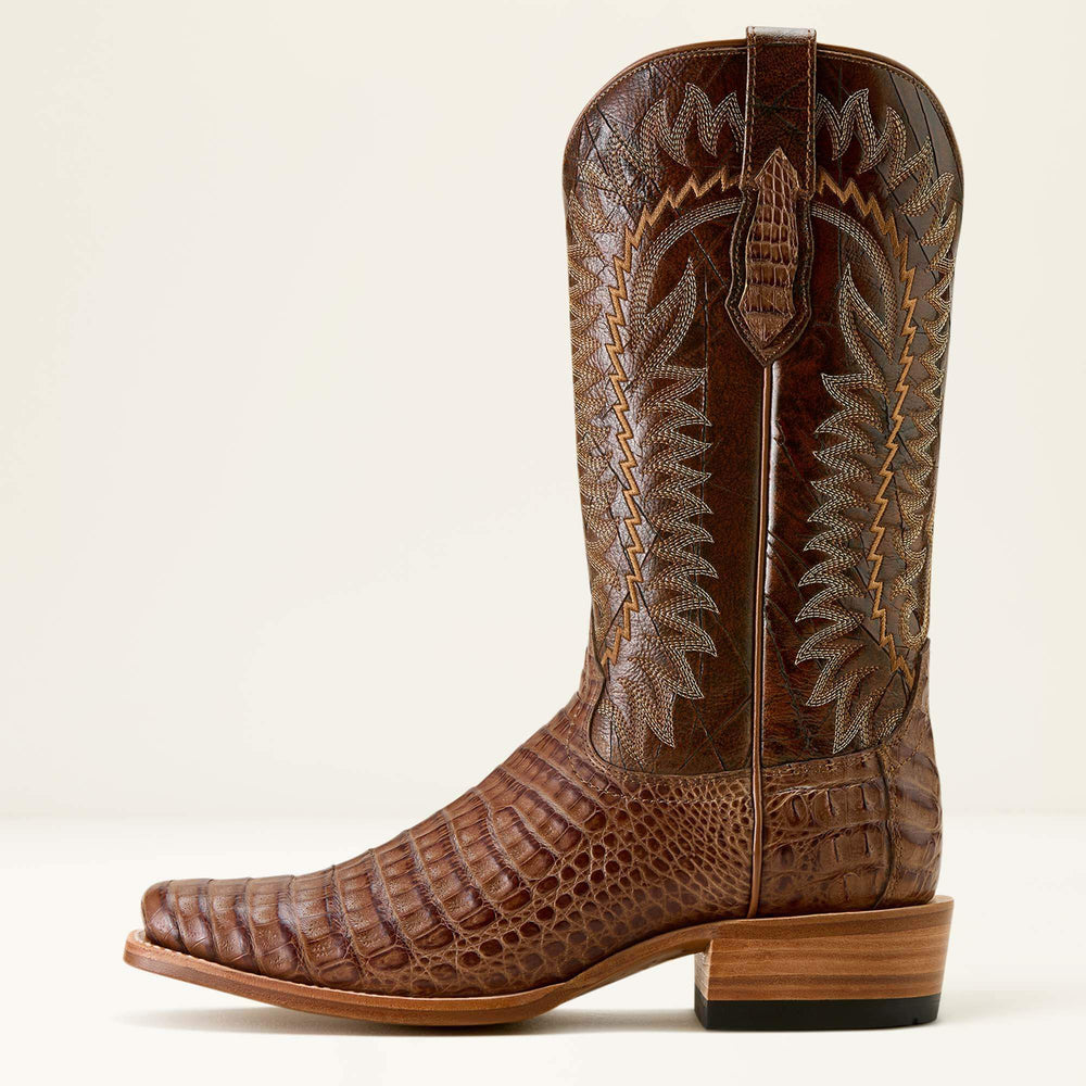 Futurity Finalist Narrow Cutter Toe Cowboy Boot Men - NATURAL CAIMAN BELLY/ADOBE CLAY