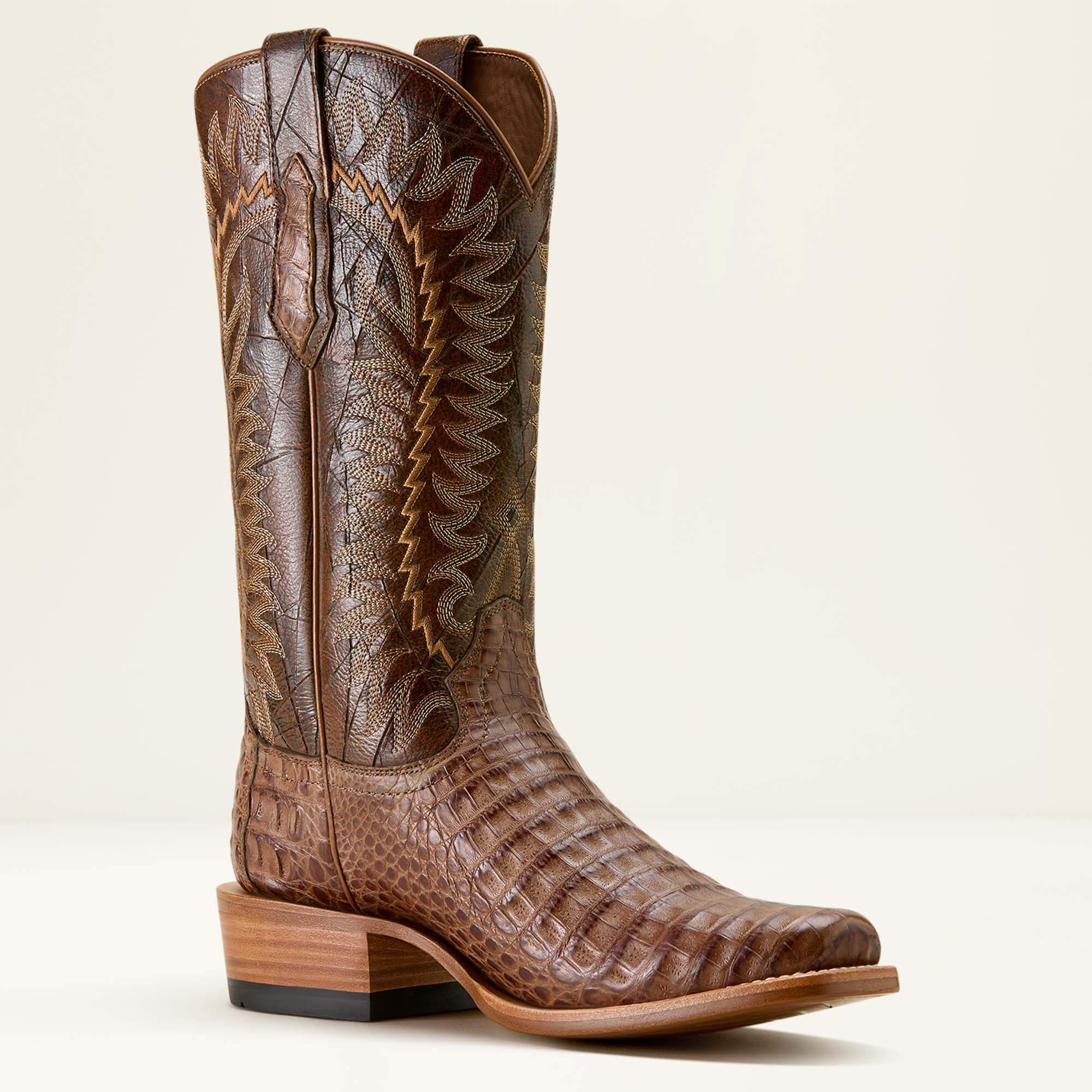 Futurity Finalist Narrow Cutter Toe Cowboy Boot Men - NATURAL CAIMAN BELLY/ADOBE CLAY