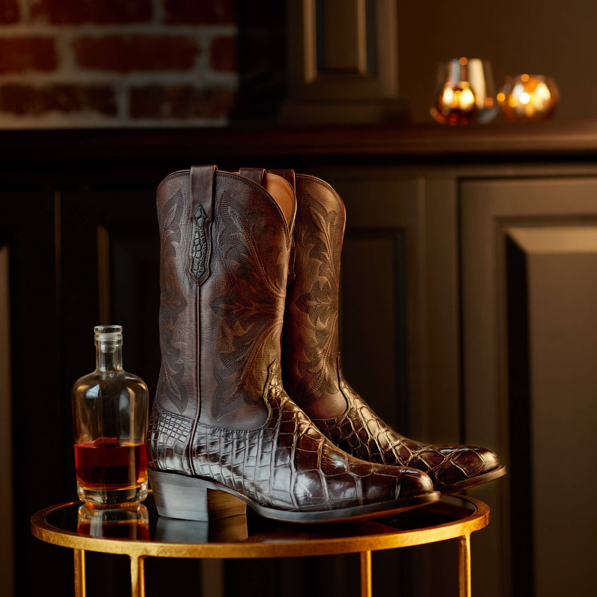 Bench Made James Western Boot Men - HICKORY AMERICAN ALLIGATOR