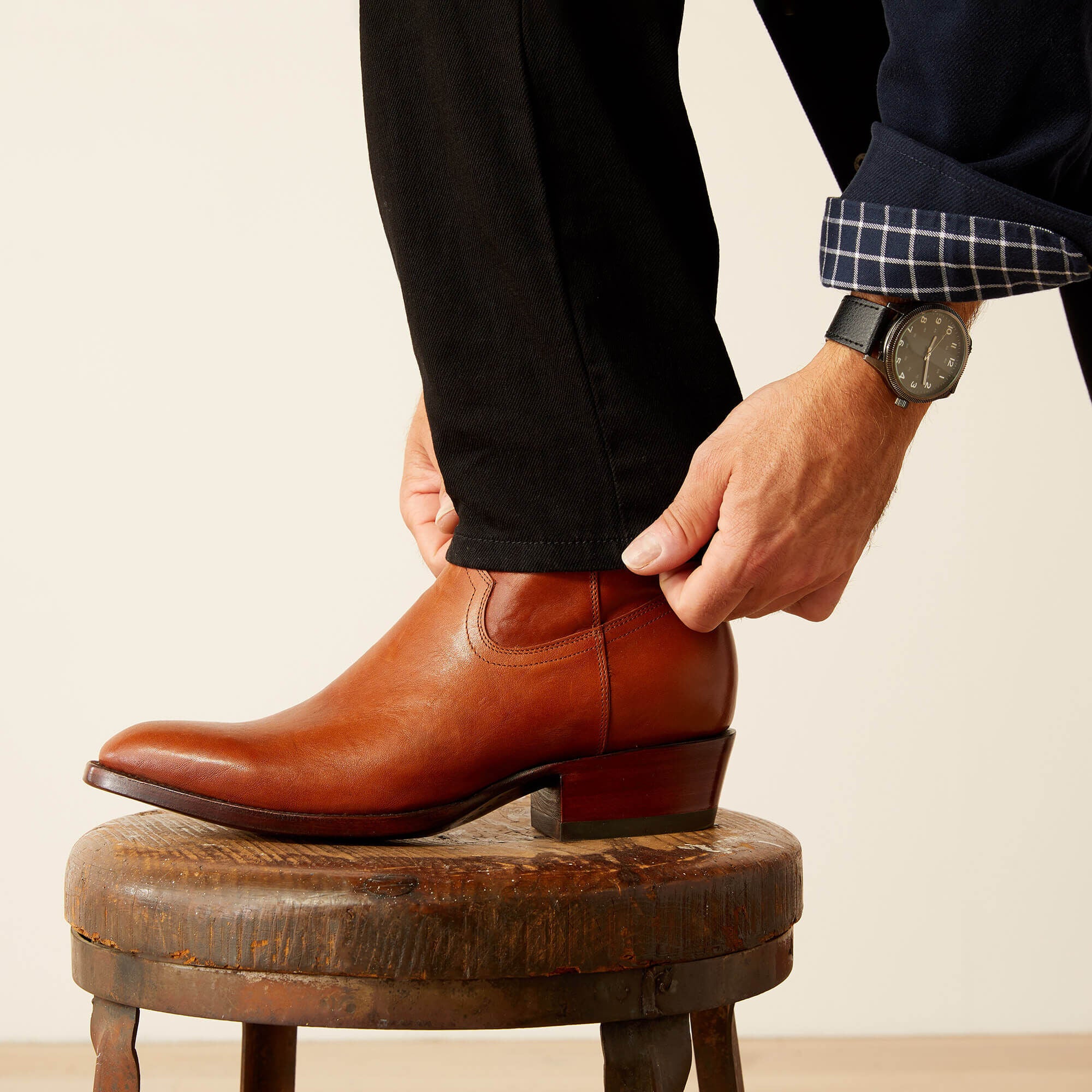 Bench Made Brewer Western Boot Men - AGED COGNAC