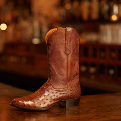 Bench Made James Western Boot Men - BOURBON FULL QUILL OSTRICH