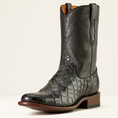 Bench Made Clanton Western Boot Men - BLACK AMERICAN ALLIGATOR/MIDNIGHT BLACK