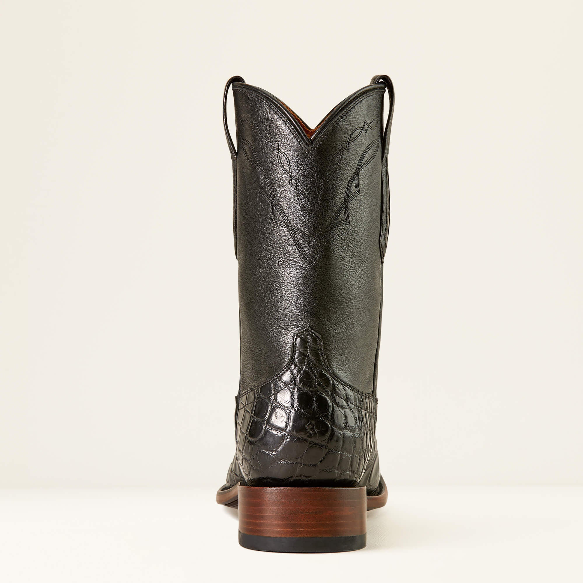 Bench Made Clanton Western Boot Men - BLACK AMERICAN ALLIGATOR/MIDNIGHT BLACK