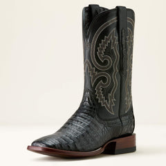 Classic Callen Wide Square Toe Western Boot Men - MATTE BLACK CAIMAN BELLY/MIDNIGHT BLACK