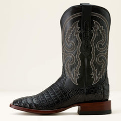 Classic Callen Wide Square Toe Western Boot Men - MATTE BLACK CAIMAN BELLY/MIDNIGHT BLACK