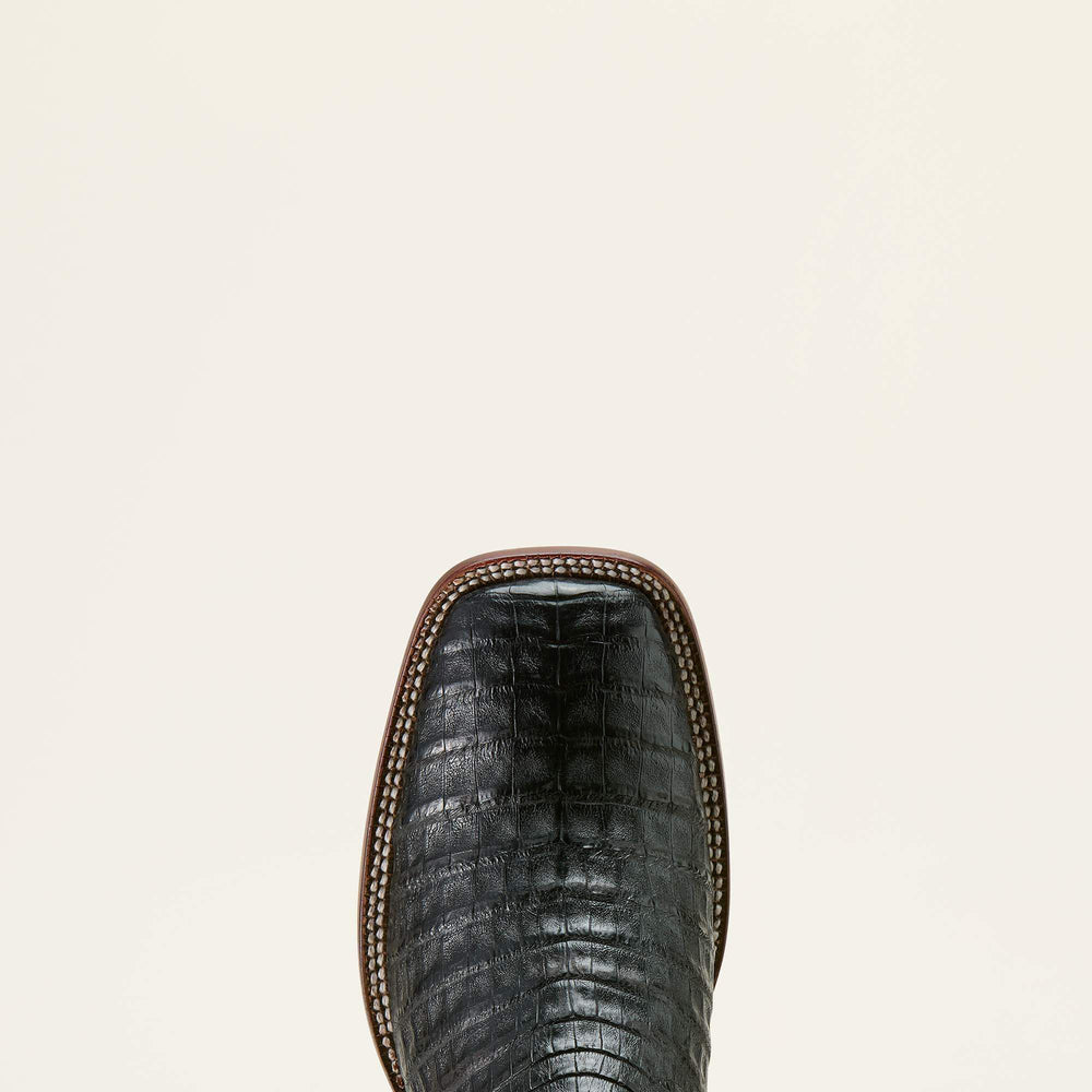 Classic Callen Wide Square Toe Western Boot Men - MATTE BLACK CAIMAN BELLY/MIDNIGHT BLACK