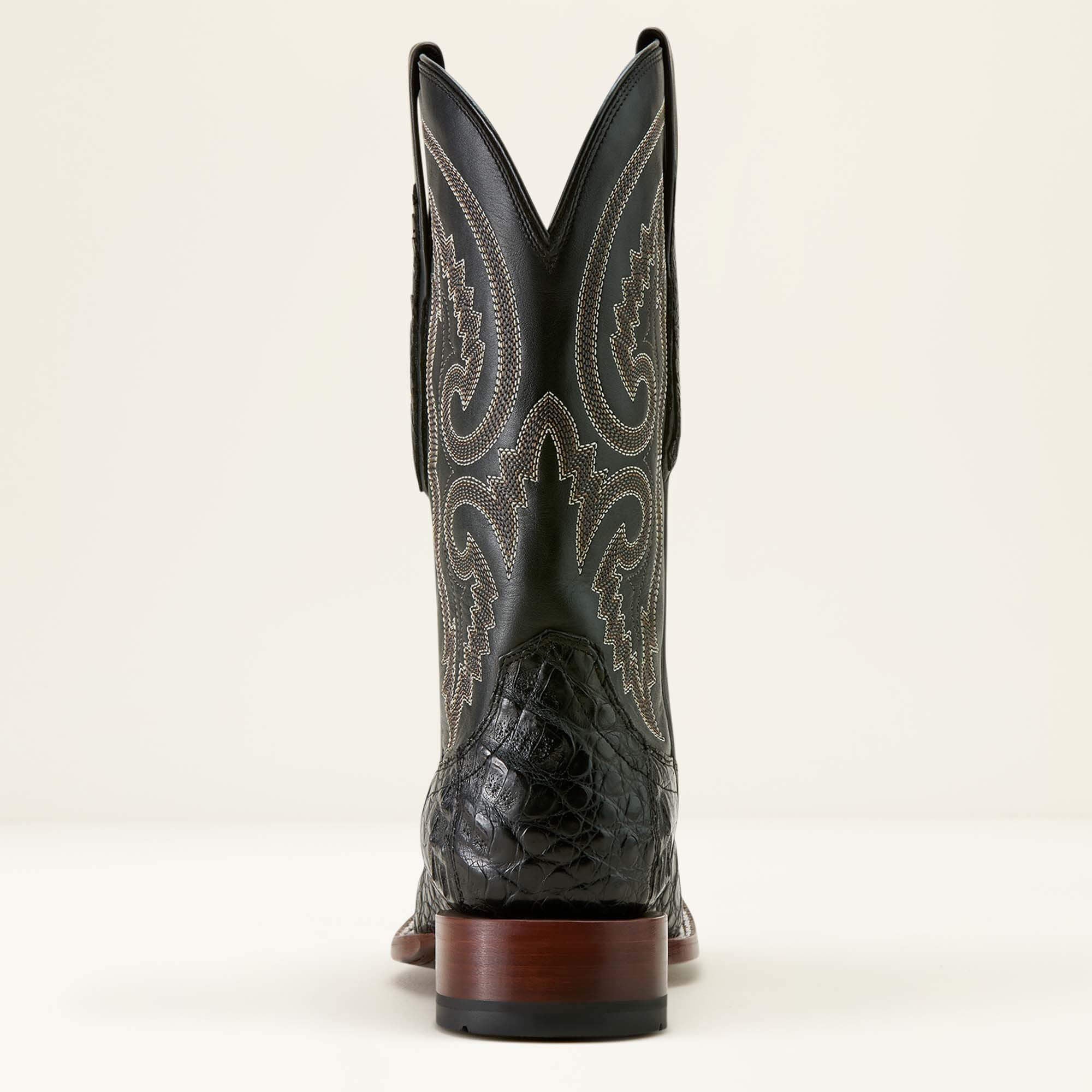 Classic Callen Wide Square Toe Western Boot Men - MATTE BLACK CAIMAN BELLY/MIDNIGHT BLACK