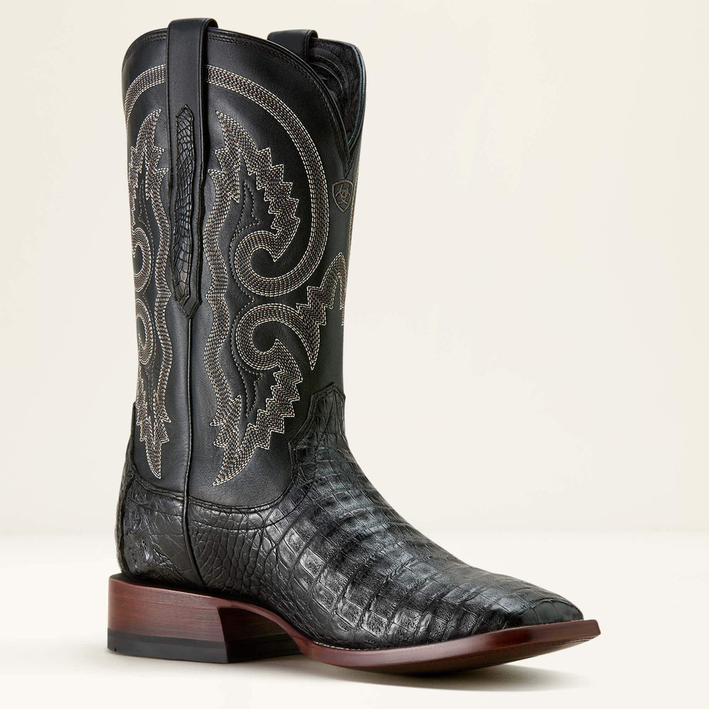 Classic Callen Wide Square Toe Western Boot Men - MATTE BLACK CAIMAN BELLY/MIDNIGHT BLACK