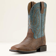 Steadfast Wide Square Toe Cowboy Boot Men - DUSK BROWN/BABY BLUE EYES