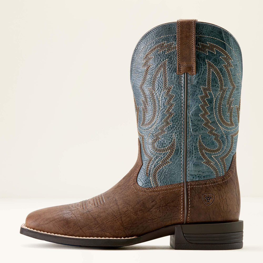 Steadfast Wide Square Toe Cowboy Boot Men - DUSK BROWN/BABY BLUE EYES