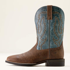 Steadfast Wide Square Toe Cowboy Boot Men - DUSK BROWN/BABY BLUE EYES